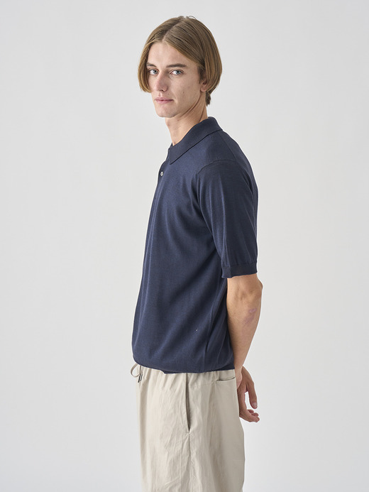 [Anglo Indian Gauze] 半袖ニットポロシャツ | LEYBURN | 30G EASY FIT 詳細画像 NAVY 4