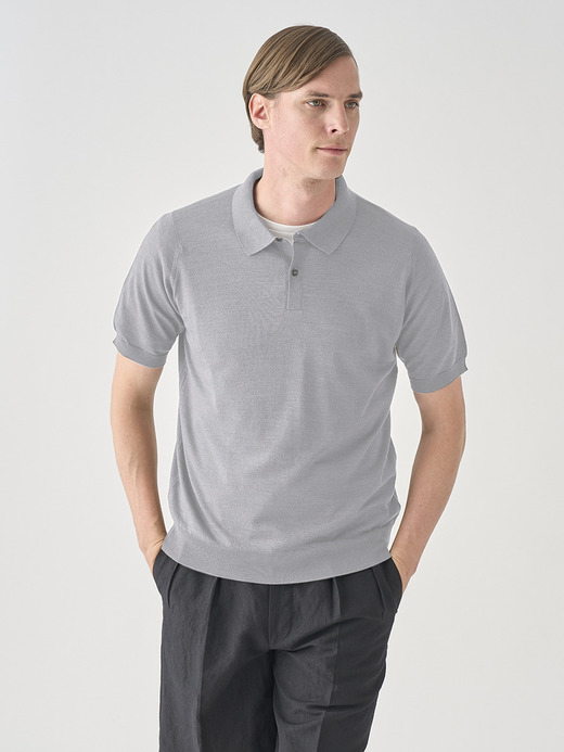 [Anglo Indian Gauze] 半袖ニットポロシャツ | LEYBURN | 30G EASY FIT 詳細画像 SILVER BIRCH 1