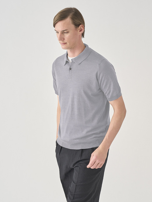 [Anglo Indian Gauze] 半袖ニットポロシャツ | LEYBURN | 30G EASY FIT 詳細画像 SILVER BIRCH 3