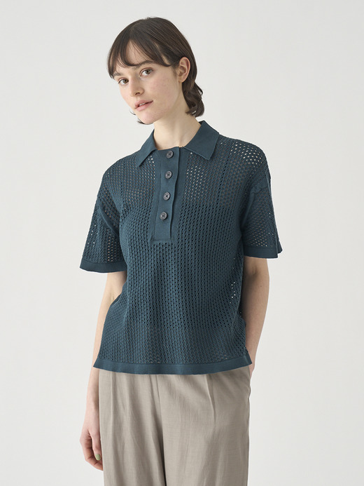 コットン透かしレース編みオーバーサイズニットポロシャツ | MATHIE | 24G 詳細画像 RAINFOREST 4