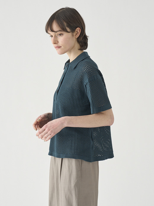 コットン透かしレース編みオーバーサイズニットポロシャツ | MATHIE | 24G 詳細画像 RAINFOREST 5