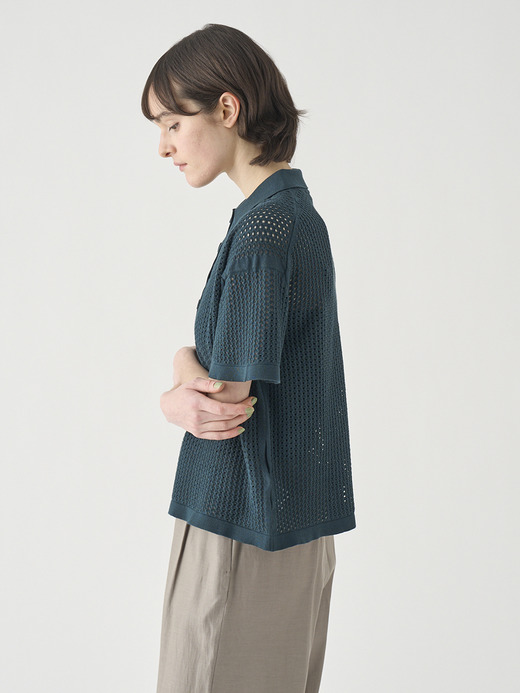 コットン透かしレース編みオーバーサイズニットポロシャツ | MATHIE | 24G 詳細画像 RAINFOREST 6
