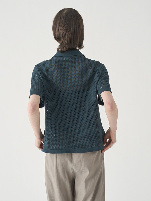 コットン透かしレース編みオーバーサイズニットポロシャツ | MATHIE | 24G 詳細画像 RAINFOREST 7