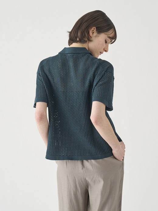 コットン透かしレース編みオーバーサイズニットポロシャツ | MATHIE | 24G 詳細画像 RAINFOREST 8
