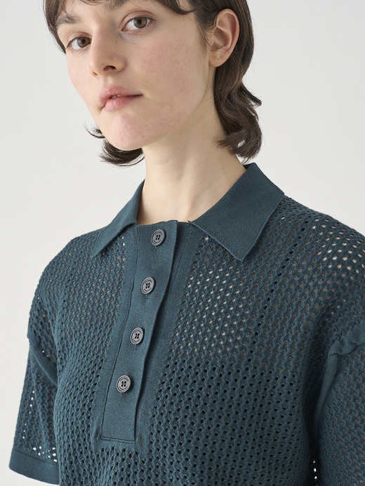 コットン透かしレース編みオーバーサイズニットポロシャツ | MATHIE | 24G 詳細画像 RAINFOREST 9