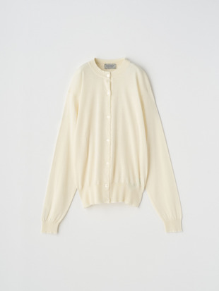 [Anglo Indian Gauze]クルーネック長袖ニットカーディガン | MERION | 30G