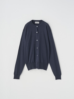 [Anglo Indian Gauze]クルーネック長袖ニットカーディガン | MERION | 30G