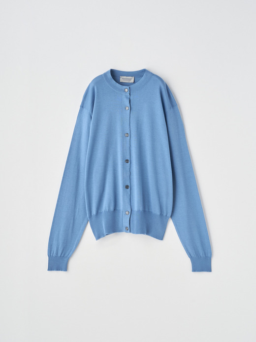 [Anglo Indian Gauze]クルーネック長袖ニットカーディガン | MERION | 30G 詳細画像 AZUL 2