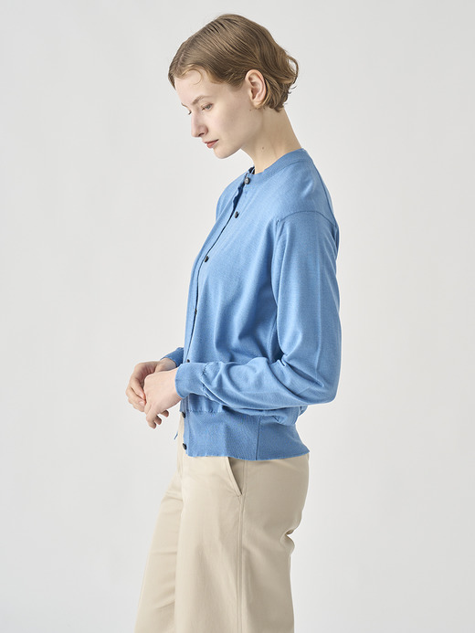 [Anglo Indian Gauze]クルーネック長袖ニットカーディガン | MERION | 30G 詳細画像 AZUL 4