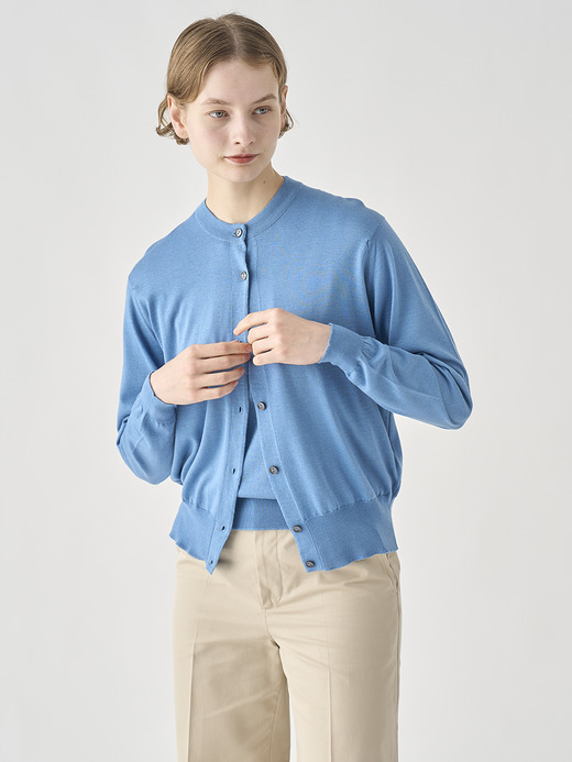 [Anglo Indian Gauze]クルーネック長袖ニットカーディガン | MERION | 30G 詳細画像 AZUL 6