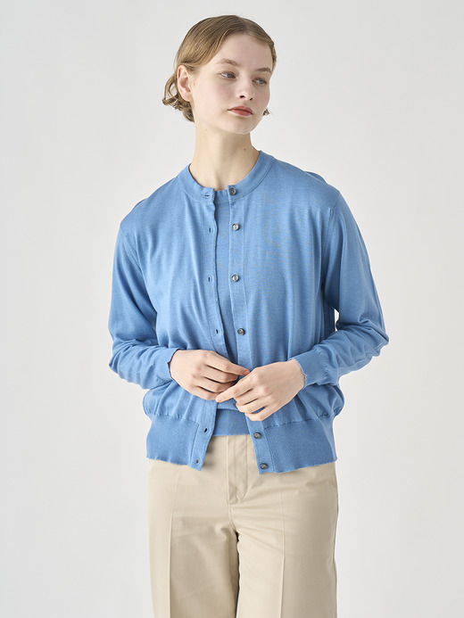 [Anglo Indian Gauze]クルーネック長袖ニットカーディガン | MERION | 30G 詳細画像 AZUL 7