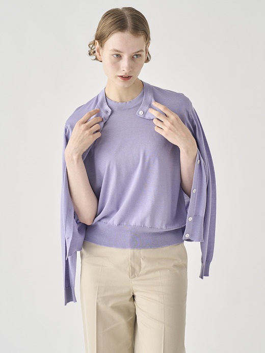 [Anglo Indian Gauze]クルーネック長袖ニットカーディガン | MERION | 30G 詳細画像 LILA 3