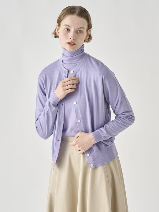 [Anglo Indian Gauze]クルーネック長袖ニットカーディガン | MERION | 30G 詳細画像 LILA 4