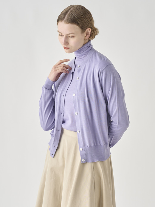 [Anglo Indian Gauze]クルーネック長袖ニットカーディガン | MERION | 30G 詳細画像 LILA 5