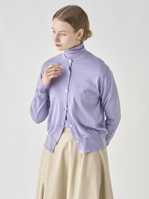 [Anglo Indian Gauze]クルーネック長袖ニットカーディガン | MERION | 30G 詳細画像 LILA 6