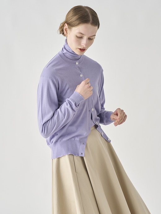 [Anglo Indian Gauze]クルーネック長袖ニットカーディガン | MERION | 30G 詳細画像 LILA 7