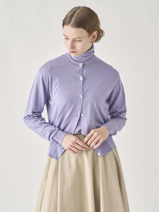 [Anglo Indian Gauze]クルーネック長袖ニットカーディガン | MERION | 30G 詳細画像 LILA 9