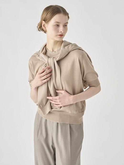 [Anglo Indian Gauze]クルーネック長袖ニットカーディガン | MERION | 30G 詳細画像 OAT 5