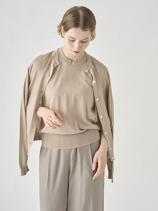 [Anglo Indian Gauze]クルーネック長袖ニットカーディガン | MERION | 30G 詳細画像 OAT 6