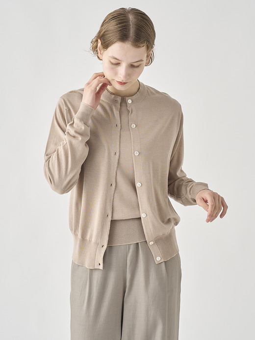 [Anglo Indian Gauze]クルーネック長袖ニットカーディガン | MERION | 30G 詳細画像 OAT 7