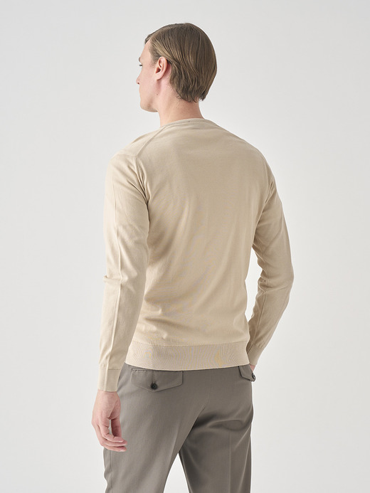 Ｖネック長袖コットンニットプルオーバー | OSMOND | 30G MODERN FIT 詳細画像 ALMOND 7