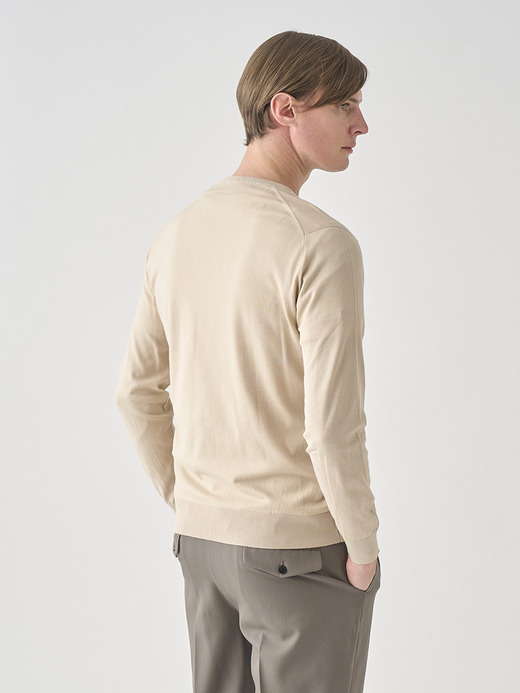 Ｖネック長袖コットンニットプルオーバー | OSMOND | 30G MODERN FIT 詳細画像 ALMOND 8