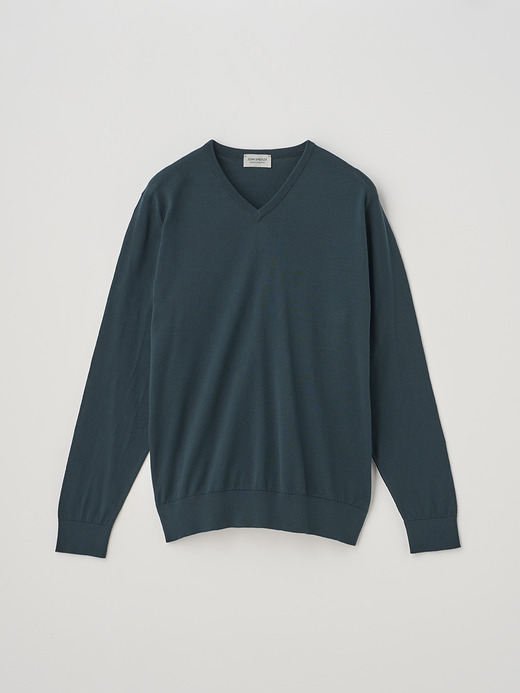 Ｖネック長袖コットンニットプルオーバー | OSMOND | 30G MODERN FIT 詳細画像 RAINFOREST 2