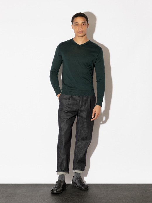 Ｖネック長袖コットンニットプルオーバー | OSMOND | 30G MODERN FIT 詳細画像 RAINFOREST 3