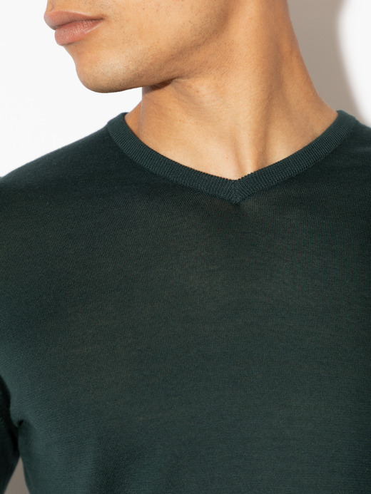 Ｖネック長袖コットンニットプルオーバー | OSMOND | 30G MODERN FIT 詳細画像 RAINFOREST 4