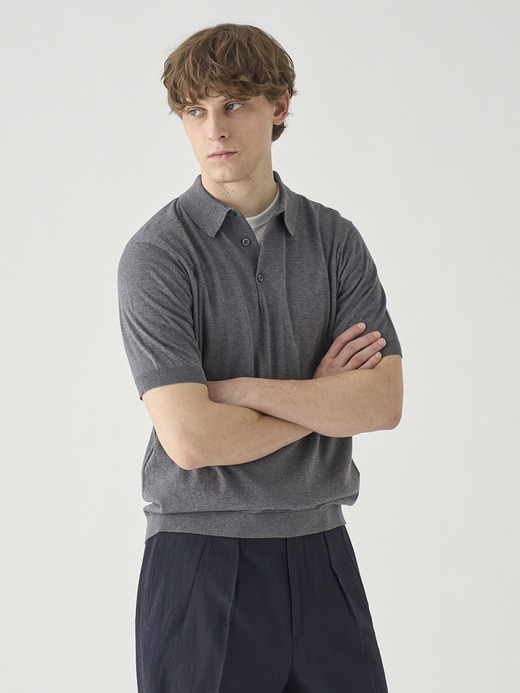 半袖コットンニットポロシャツ | REID | 30G MODERN FIT 詳細画像 CHARCOAL 1