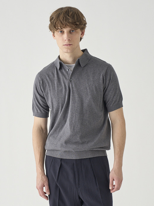 半袖コットンニットポロシャツ | REID | 30G MODERN FIT 詳細画像 CHARCOAL 3