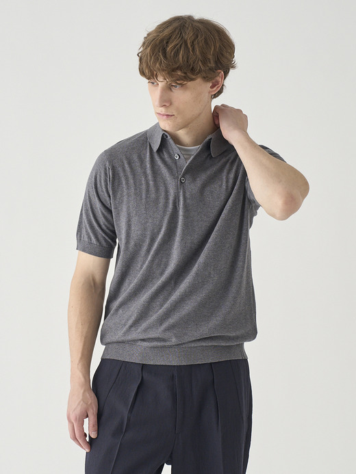 半袖コットンニットポロシャツ | REID | 30G MODERN FIT 詳細画像 CHARCOAL 4