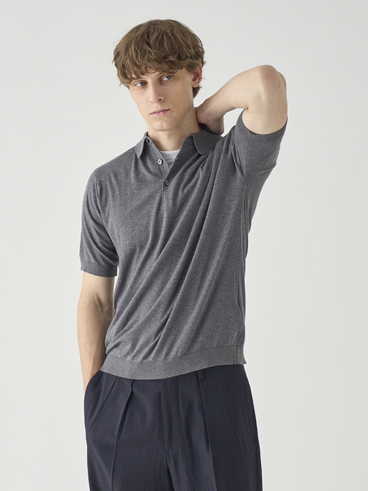 半袖コットンニットポロシャツ | REID | 30G MODERN FIT 詳細画像 CHARCOAL 5