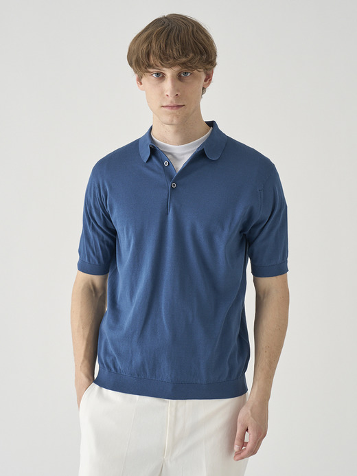 半袖コットンニットポロシャツ | REID | 30G MODERN FIT 詳細画像 DELFT BLUE 3