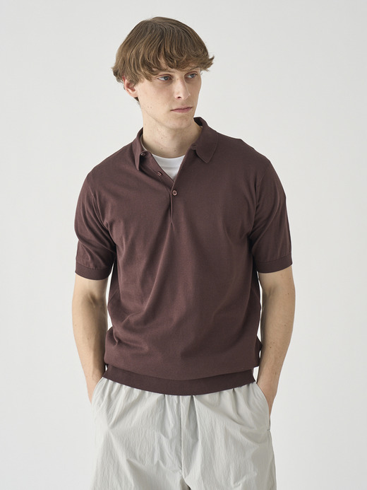 半袖コットンニットポロシャツ | REID | 30G MODERN FIT 詳細画像 RAISIN 1