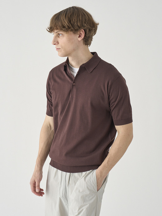 半袖コットンニットポロシャツ | REID | 30G MODERN FIT 詳細画像 RAISIN 5