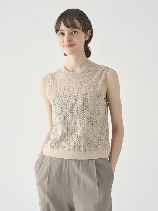 コットンレース編みノースリーブニットトップス | RIDLEY | 30G 詳細画像 ALMOND 1