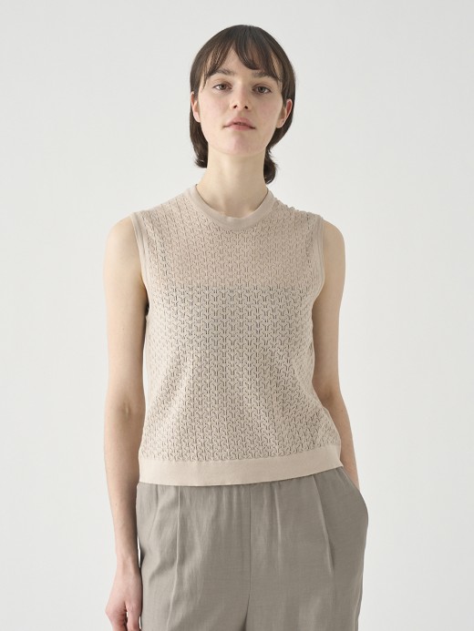 コットンレース編みノースリーブニットトップス | RIDLEY | 30G 詳細画像 ALMOND 2