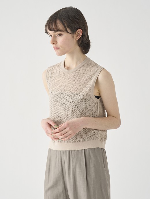コットンレース編みノースリーブニットトップス | RIDLEY | 30G 詳細画像 ALMOND 4