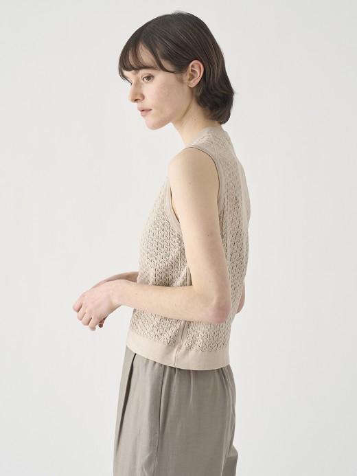 コットンレース編みノースリーブニットトップス | RIDLEY | 30G 詳細画像 ALMOND 5
