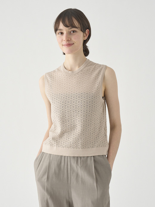 コットンレース編みノースリーブニットトップス | RIDLEY | 30G 詳細画像 ALMOND 8