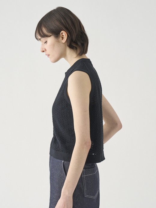 コットンレース編みノースリーブニットトップス | RIDLEY | 30G 詳細画像 BLACK 4