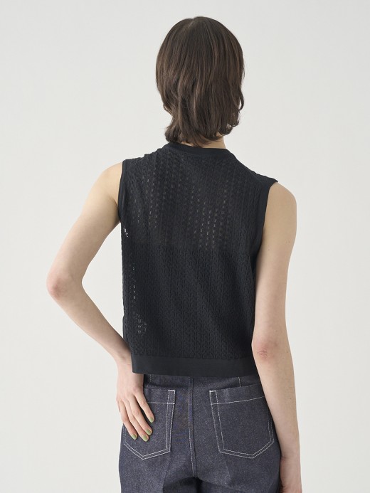 コットンレース編みノースリーブニットトップス | RIDLEY | 30G 詳細画像 BLACK 5