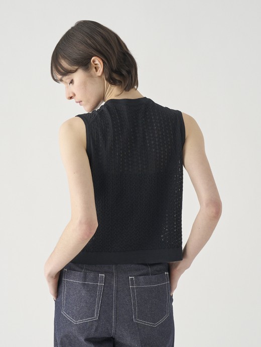 コットンレース編みノースリーブニットトップス | RIDLEY | 30G 詳細画像 BLACK 6