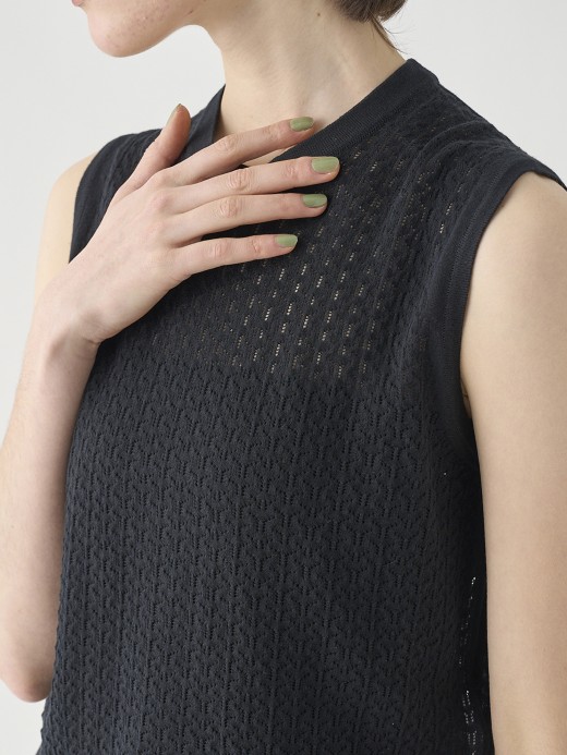 コットンレース編みノースリーブニットトップス | RIDLEY | 30G 詳細画像 BLACK 7
