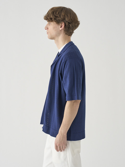 コットン アイレット柄ニットポロカーディガン | ROWARTH | 24G EASY FIT 詳細画像 FRENCH NAVY 6