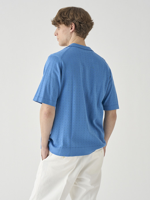 コットン アイレット柄ニットポロカーディガン | ROWARTH | 24G EASY FIT 詳細画像 SKYE BLUE 7