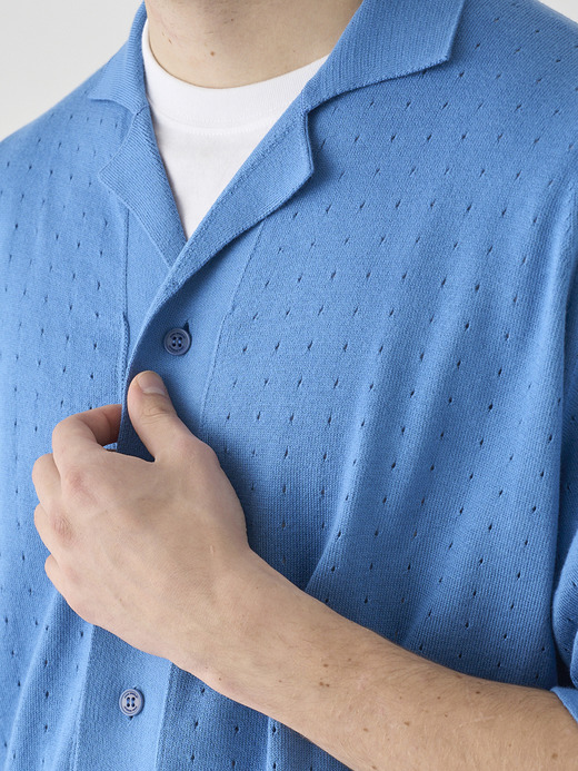 コットン アイレット柄ニットポロカーディガン | ROWARTH | 24G EASY FIT 詳細画像 SKYE BLUE 8