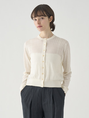 コットンレース編みニットカーディガン | ROXBURGH | 30G