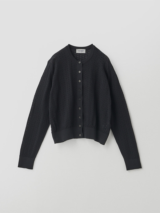 コットンレース編みニットカーディガン | ROXBURGH | 30G 詳細画像 BLACK 2